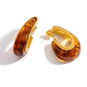 Amber Tortoiseshell Open Hoop Earrings